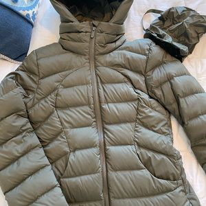 Lululemon dark olive down for it puffer coat. Size 4